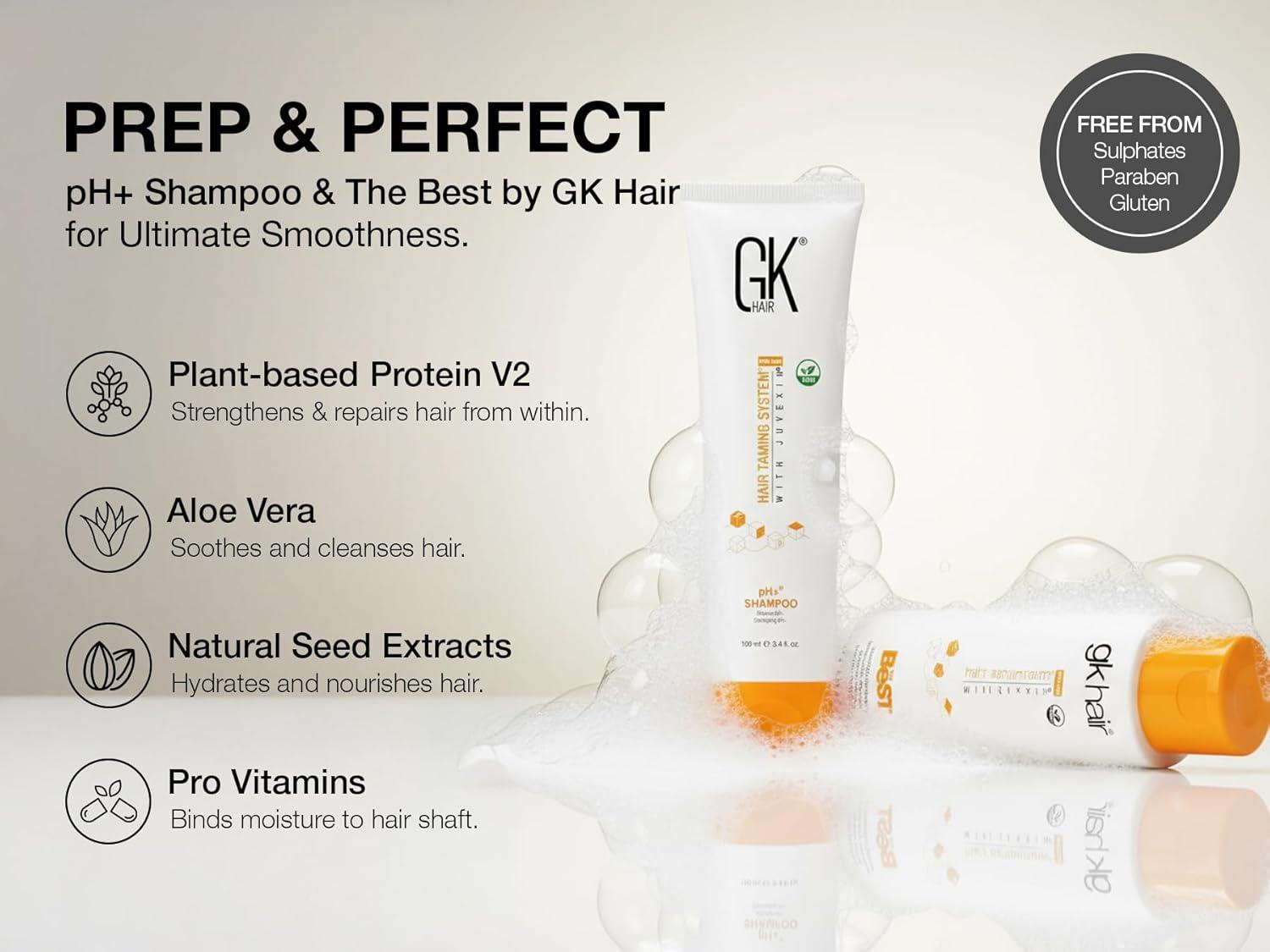 image:imageGK HAIR Global Keratin Professional Brazilian Keratin Hair Treatment Kit 100ml34 Fl Oz With PH shampoo The Best Smoothing amp Strengthening to make Hair Healthy Formaldehyde free Sulfatefree100 ml