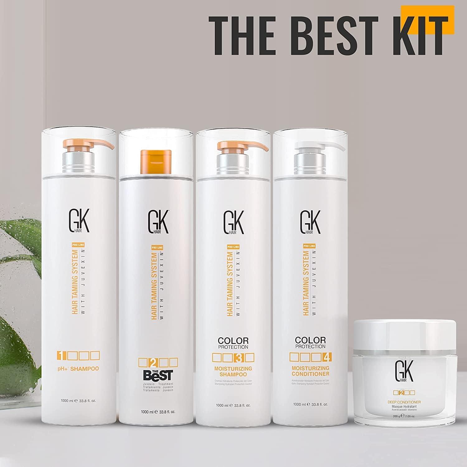 image:imageGK HAIR Global Keratin Professional Brazilian Keratin Hair Treatment Kit 100ml34 Fl Oz With PH shampoo The Best Smoothing amp Strengthening to make Hair Healthy Formaldehyde free Sulfatefree338 Fl Oz The Best Kit