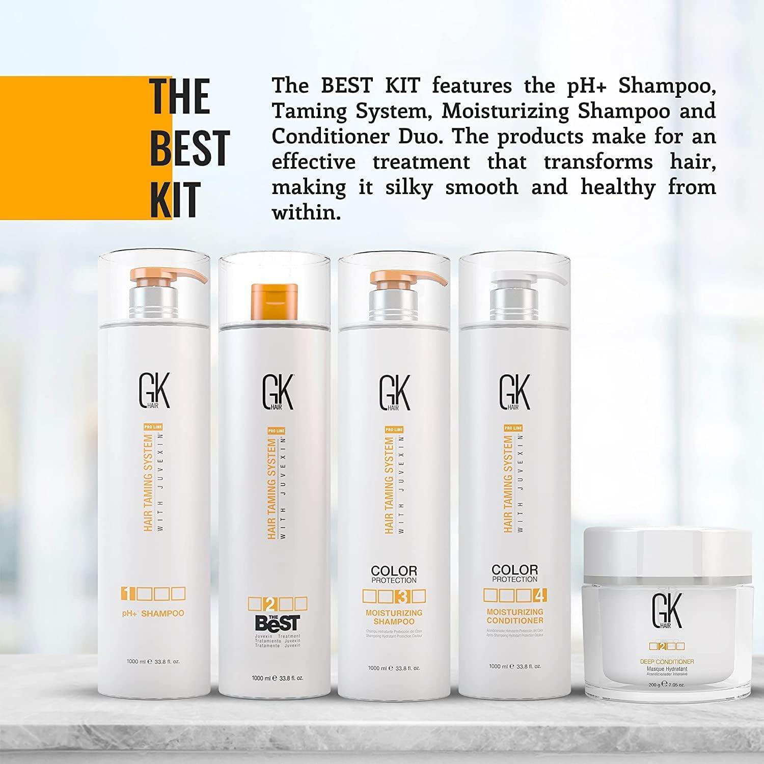 image:imageGK HAIR Global Keratin Professional Brazilian Keratin Hair Treatment Kit 100ml34 Fl Oz With PH shampoo The Best Smoothing amp Strengthening to make Hair Healthy Formaldehyde free Sulfatefree338 Fl Oz The Best Kit