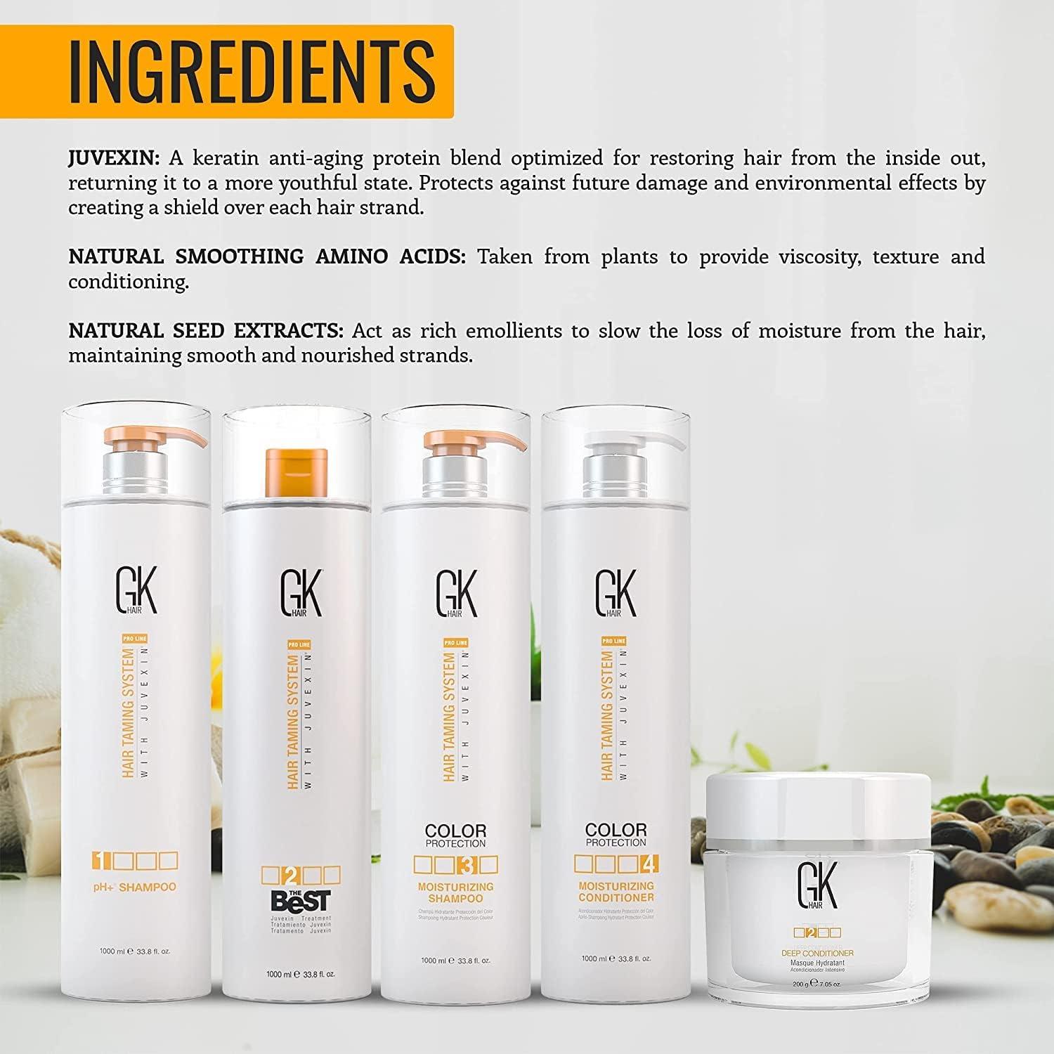 image:imageGK HAIR Global Keratin Professional Brazilian Keratin Hair Treatment Kit 100ml34 Fl Oz With PH shampoo The Best Smoothing amp Strengthening to make Hair Healthy Formaldehyde free Sulfatefree338 Fl Oz The Best Kit
