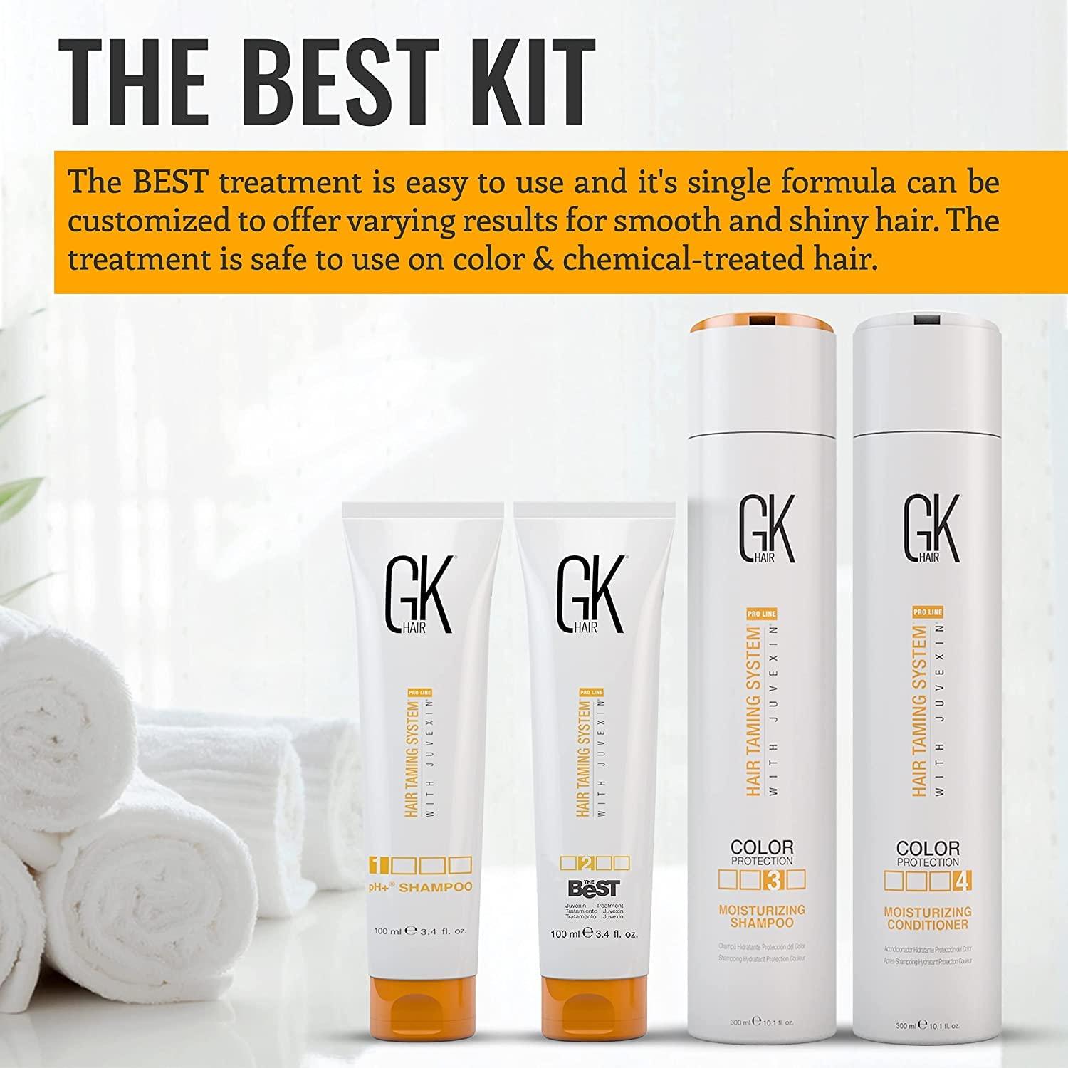 image:imageGK HAIR Global Keratin Professional Brazilian Keratin Hair Treatment Kit 100ml34 Fl Oz With PH shampoo The Best Smoothing amp Strengthening to make Hair Healthy Formaldehyde free Sulfatefree101 Fl Oz Consumer Box Kit