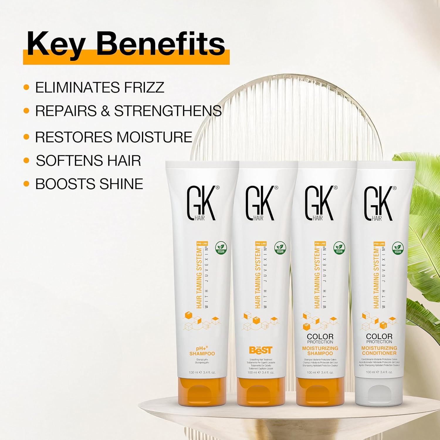 image:imageGK HAIR Global Keratin Professional Brazilian Keratin Hair Treatment Kit 100ml34 Fl Oz With PH shampoo The Best Smoothing amp Strengthening to make Hair Healthy Formaldehyde free Sulfatefree34 Fl Oz Treatment Kit