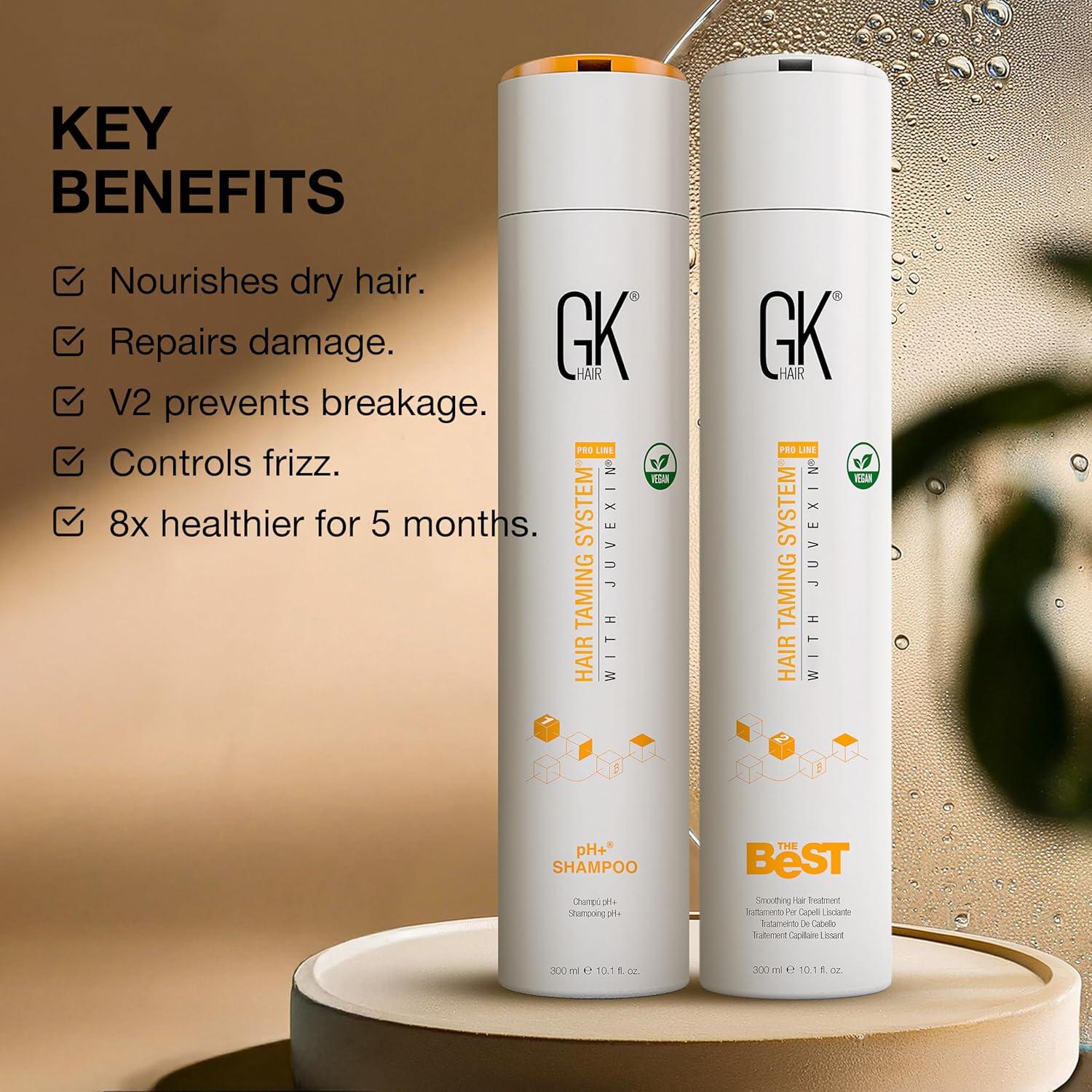 image:imageGK HAIR Global Keratin Professional Brazilian Keratin Hair Treatment Kit 100ml34 Fl Oz With PH shampoo The Best Smoothing amp Strengthening to make Hair Healthy Formaldehyde free Sulfatefree101 Fl Oz Vegan Treatment with PH Shampoo