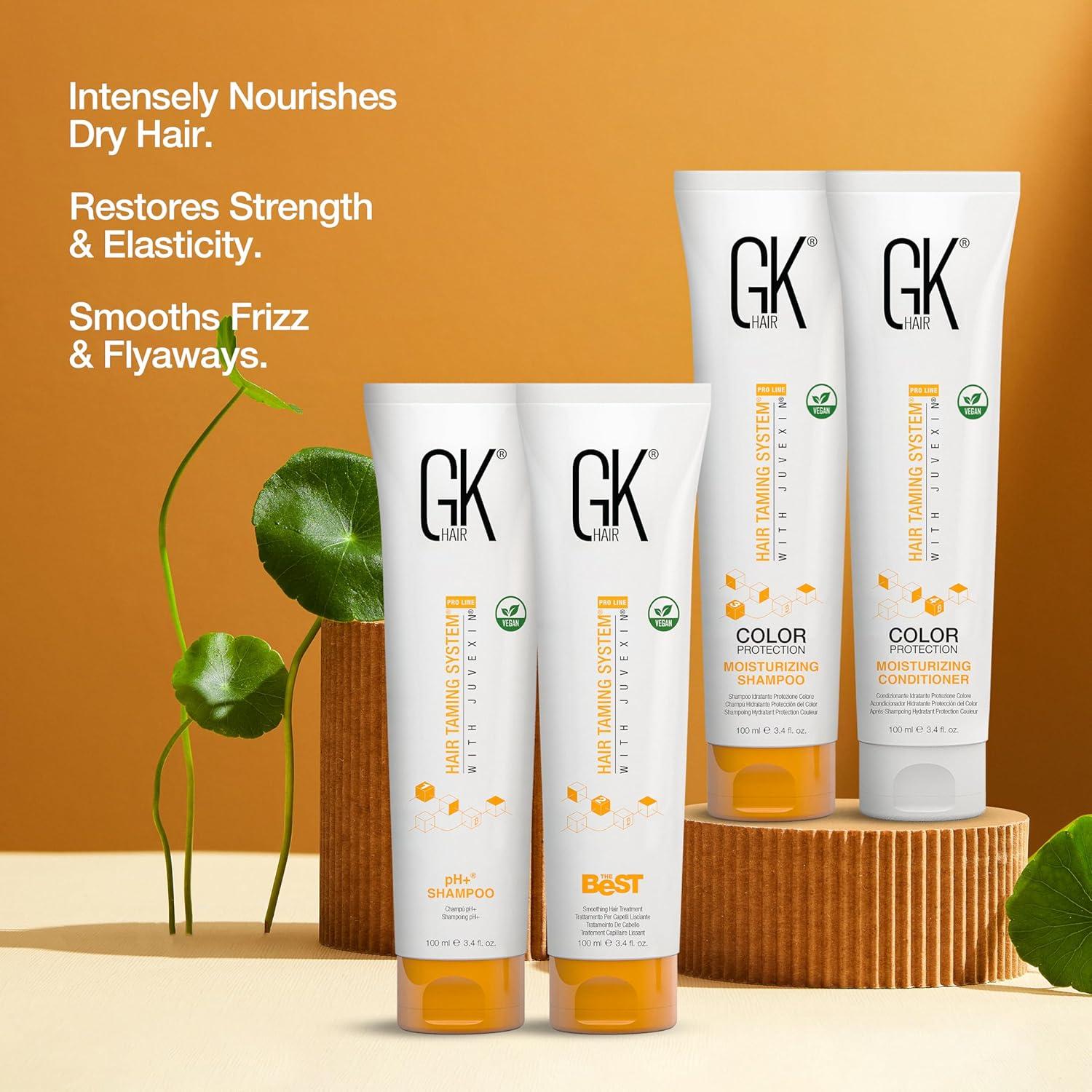 image:imageGK HAIR Global Keratin Professional Brazilian Keratin Hair Treatment Kit 100ml34 Fl Oz With PH shampoo The Best Smoothing amp Strengthening to make Hair Healthy Formaldehyde free Sulfatefree34 Fl Oz Treatment Kit