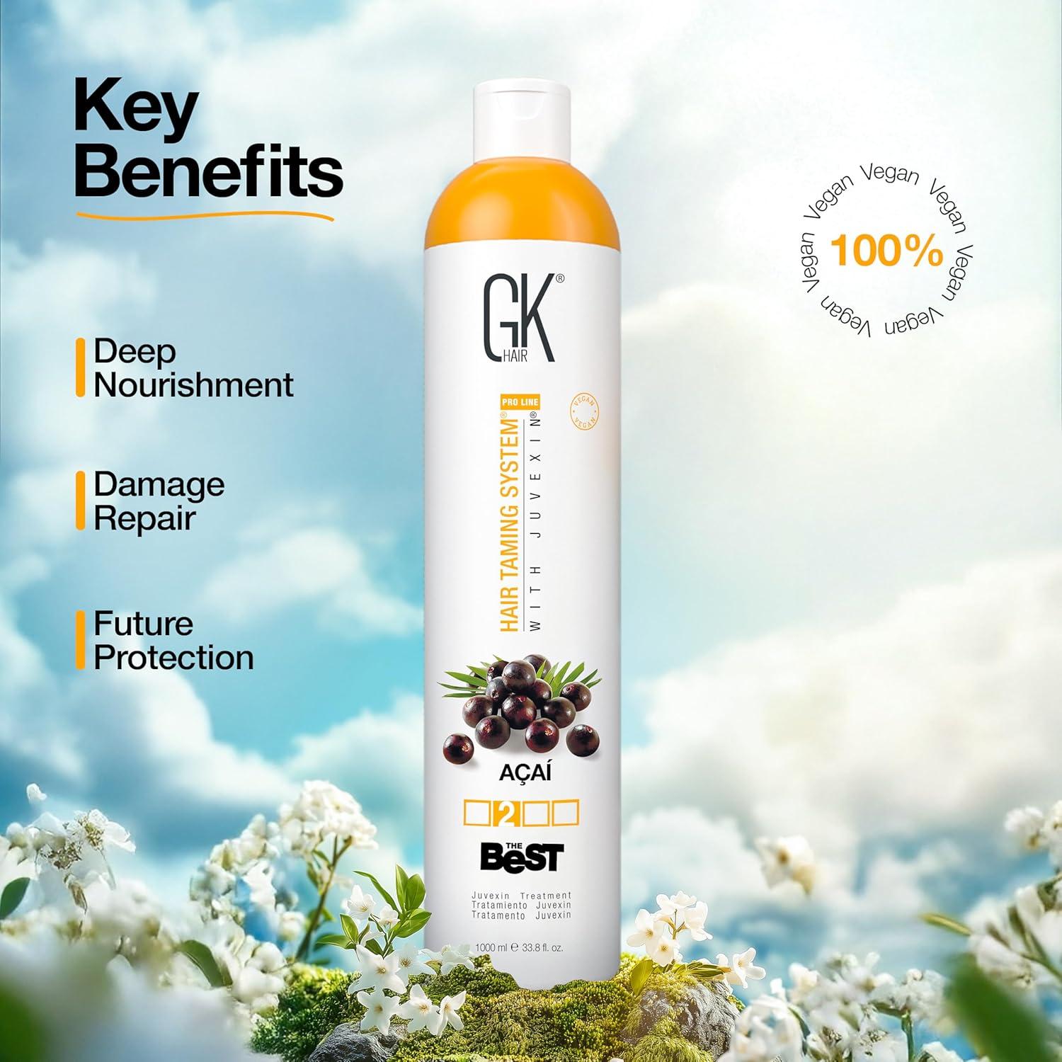 image:imageGK HAIR Global Keratin The Best ACAI 338 Fl Oz1000ml Smoothing Keratin Hair Treatment Professional Brazilian Complex Blowout Straightening For Silky Smooth amp Frizz Free HairThe Best ACAI 1000ml