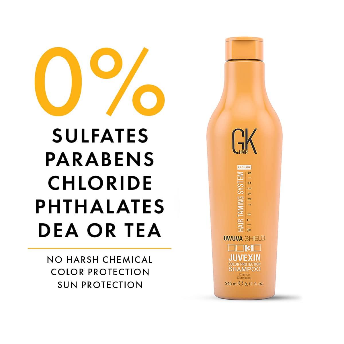 image:imageGK HAIR Global Keratin UV Color Shield Shampoo 240 ml Deep Cleansing Color amp Sun Heat Protection For Color Treated Dry Damage Frizzy Hair Sulfate And Paraben Free