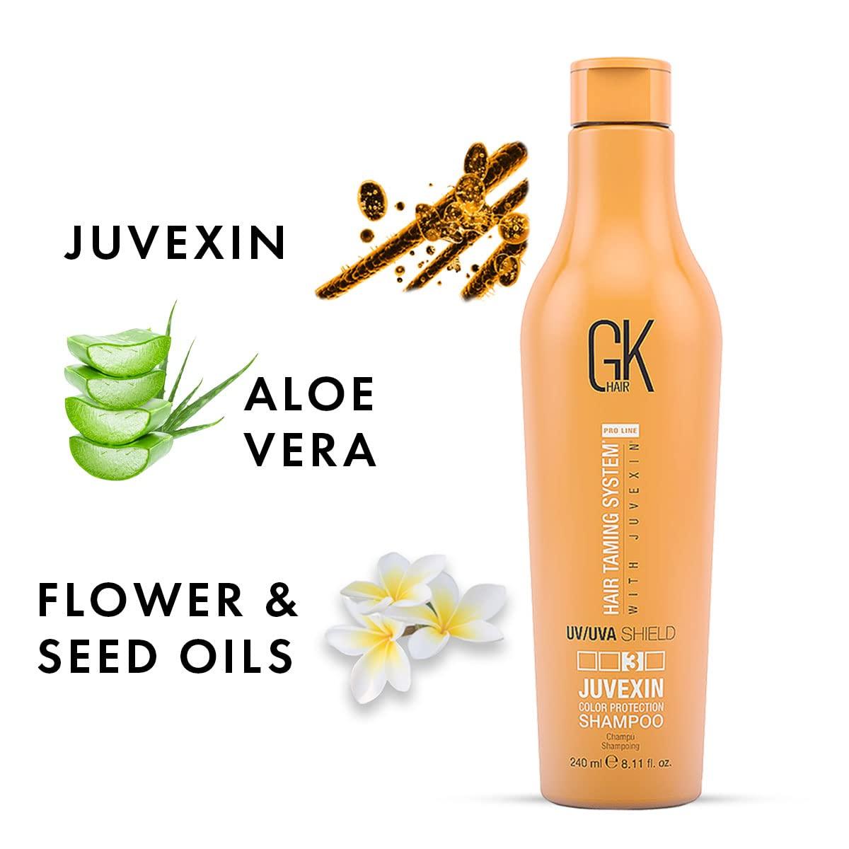 image:imageGK HAIR Global Keratin UV Color Shield Shampoo 240 ml Deep Cleansing Color amp Sun Heat Protection For Color Treated Dry Damage Frizzy Hair Sulfate And Paraben Free