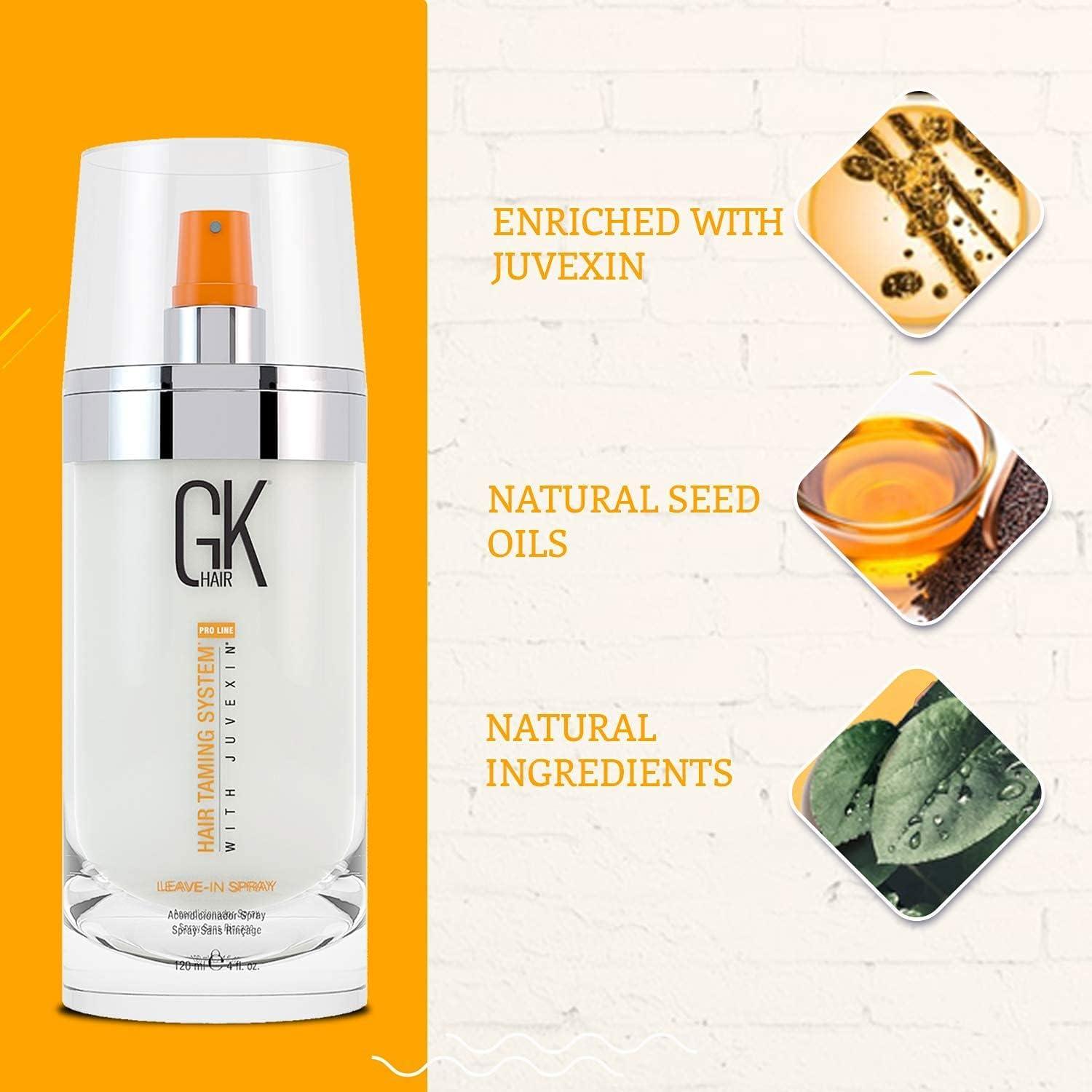 image:imageGK HAIR Leavein Spray Hair Detangler 4 Oz Unisex Smoothing 100 Pure Organic Argan Oil Serum 169 Fl Oz