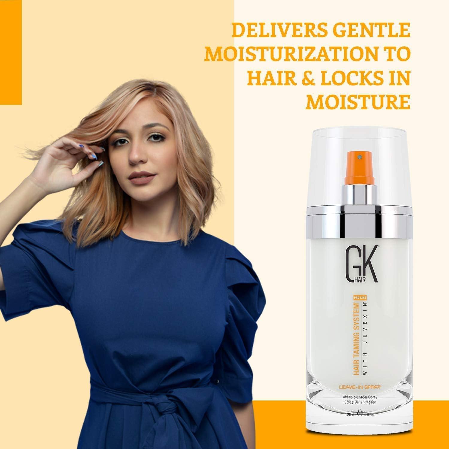image:imageGK HAIR Leavein Spray Hair Detangler 4 Oz Unisex Smoothing 100 Pure Organic Argan Oil Serum 169 Fl Oz