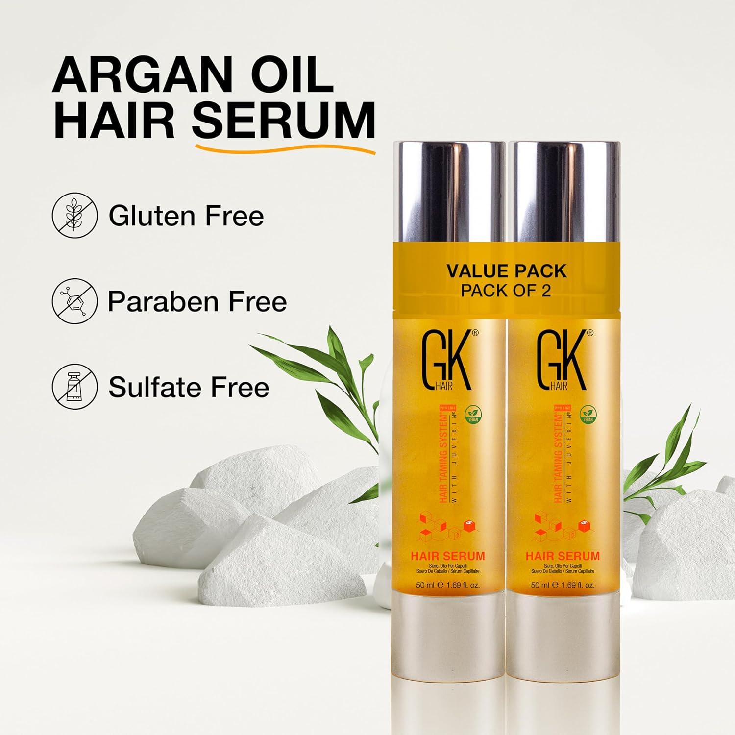 image:imageGK HAIR Oil Argan Oil Hair Serum For Frizzy And Damaged Hair Perfect For KeratinFrizzy Curly Dry amp Damaged endsAdds Shine and SmoothsParabenPhthalate and Sulfate Free 34 ozPack of 2 169 Fl Oz 50ml