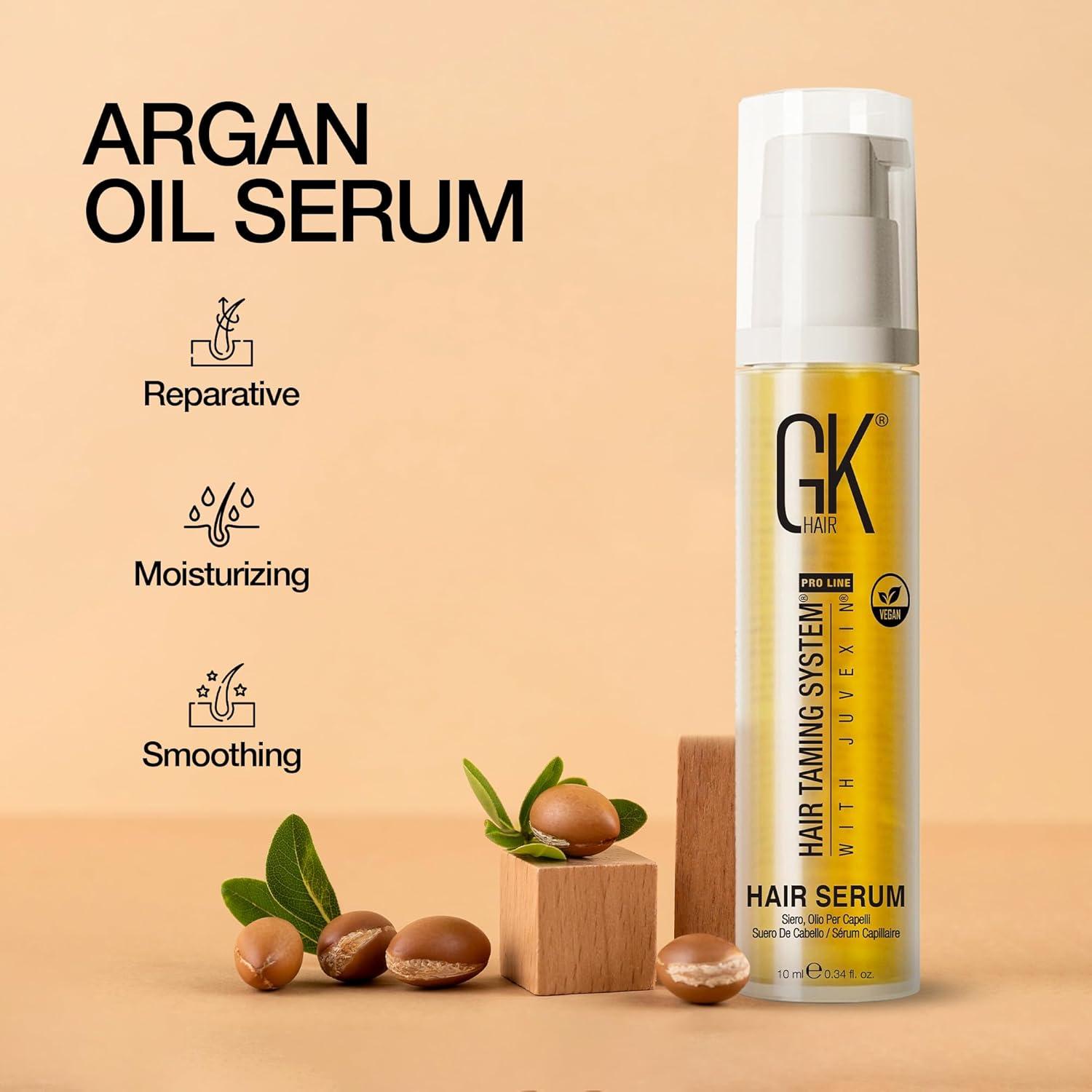 image:imageGK HAIR Oil Argan Oil Hair Serum For Frizzy And Damaged Hair Perfect For KeratinFrizzy Curly Dry amp Damaged endsAdds Shine and SmoothsParabenPhthalate and Sulfate Free 34 oz034 Fl Oz 10ml