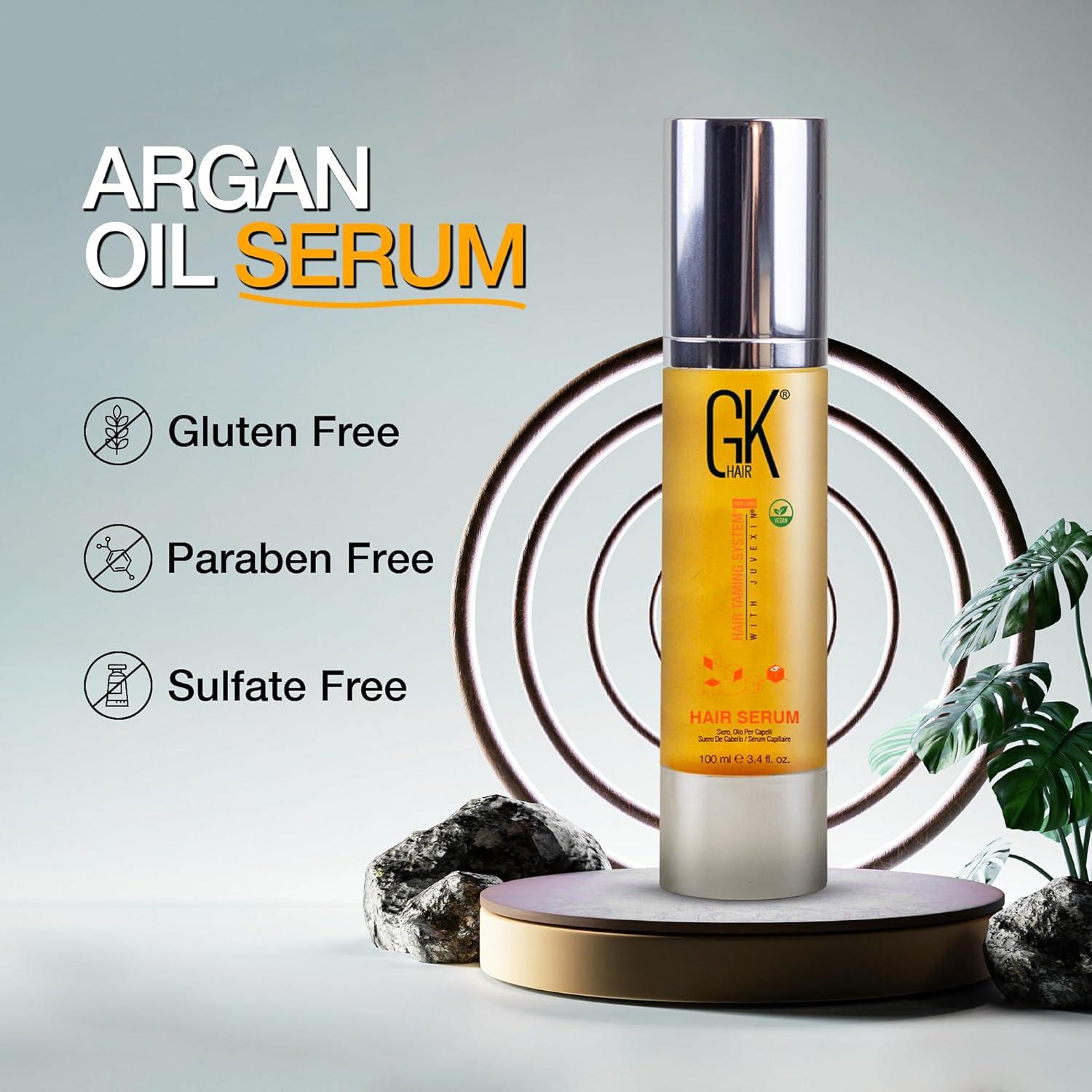 image:imageGK HAIR Oil Argan Oil Hair Serum For Frizzy And Damaged Hair Perfect For KeratinFrizzy Curly Dry amp Damaged endsAdds Shine and SmoothsParabenPhthalate and Sulfate Free 34 oz34 Fl Oz 100ml