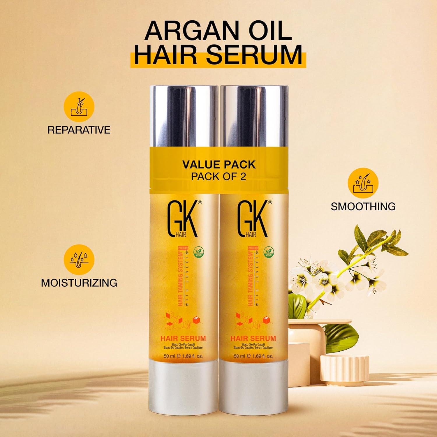 image:imageGK HAIR Oil Argan Oil Hair Serum For Frizzy And Damaged Hair Perfect For KeratinFrizzy Curly Dry amp Damaged endsAdds Shine and SmoothsParabenPhthalate and Sulfate Free 34 ozPack of 2 169 Fl Oz 50ml
