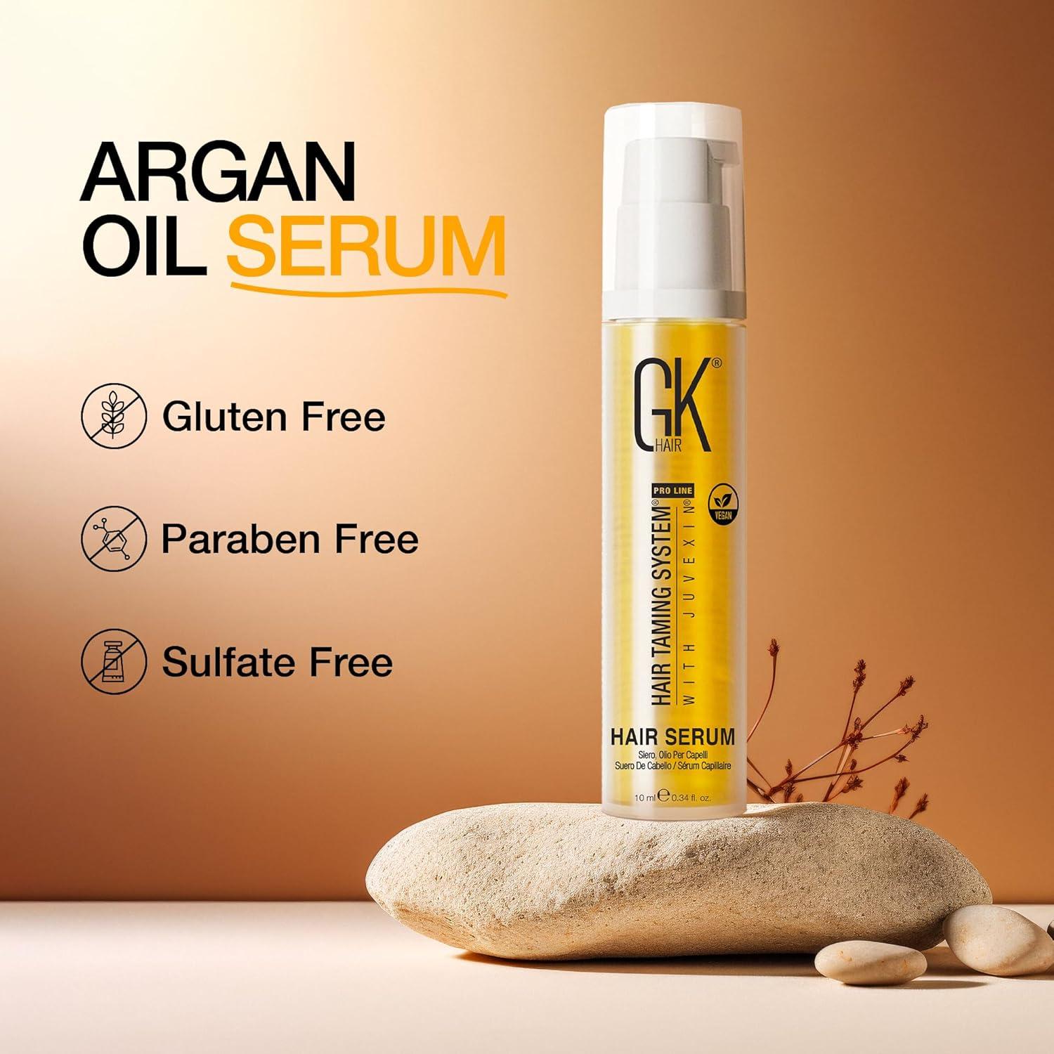 image:imageGK HAIR Oil Argan Oil Hair Serum For Frizzy And Damaged Hair Perfect For KeratinFrizzy Curly Dry amp Damaged endsAdds Shine and SmoothsParabenPhthalate and Sulfate Free 34 oz034 Fl Oz 10ml