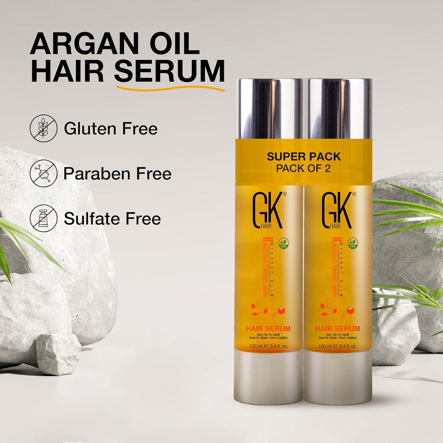 image:imageGK HAIR Oil Argan Oil Hair Serum For Frizzy And Damaged Hair Perfect For KeratinFrizzy Curly Dry amp Damaged endsAdds Shine and SmoothsParabenPhthalate and Sulfate Free 34 ozPack of 2 34 Fl Oz 100ml