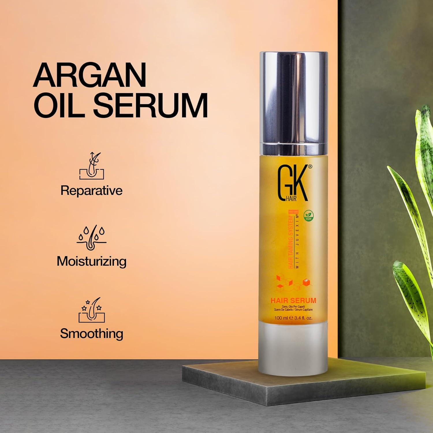 image:imageGK HAIR Oil Argan Oil Hair Serum For Frizzy And Damaged Hair Perfect For KeratinFrizzy Curly Dry amp Damaged endsAdds Shine and SmoothsParabenPhthalate and Sulfate Free 34 oz34 Fl Oz 100ml