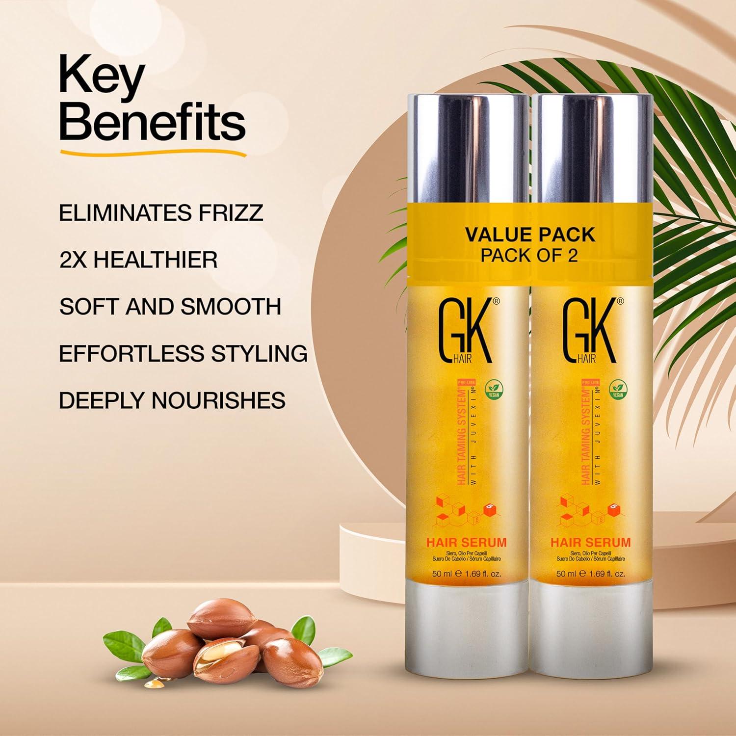 image:imageGK HAIR Oil Argan Oil Hair Serum For Frizzy And Damaged Hair Perfect For KeratinFrizzy Curly Dry amp Damaged endsAdds Shine and SmoothsParabenPhthalate and Sulfate Free 34 ozPack of 2 169 Fl Oz 50ml