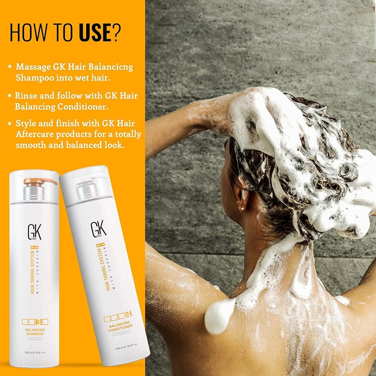image:imageGK Hair Global Keratin Balancing Shampoo and Conditioner Set 1000ml Moisturizing Shampoo for Color Treated Dry Damage Curly Frizzy Thinning 1000ml