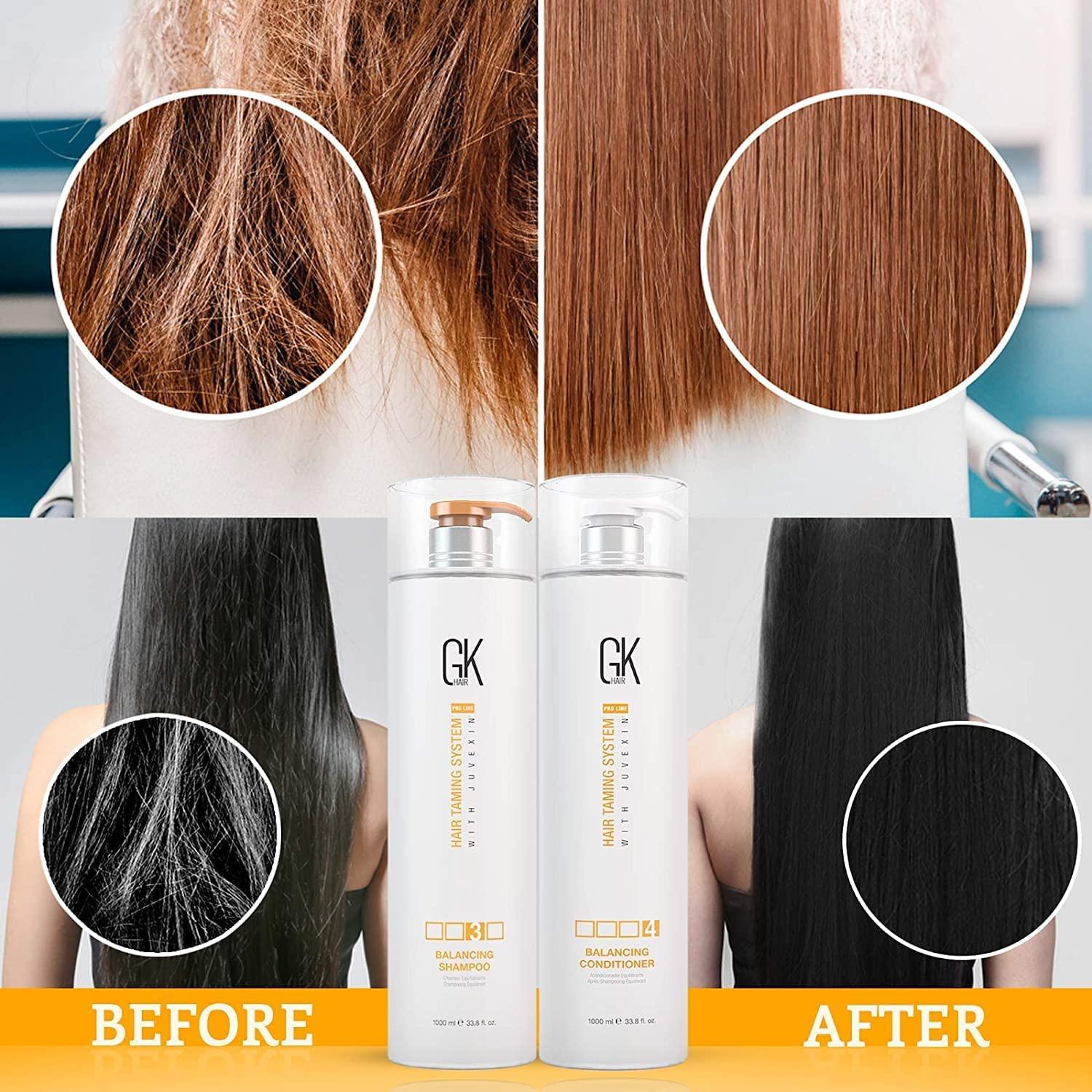 image:imageGK Hair Global Keratin Balancing Shampoo and Conditioner Set 1000ml Moisturizing Shampoo for Color Treated Dry Damage Curly Frizzy Thinning 1000ml