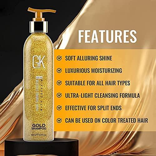image:imageGK Hair Global Keratin Gold Shampoo 250ml With Free Moisturizing Conditioner 10ml For Hair Moisturizing Shine And Protection With Argan Oil Shea Butter Natural Oils