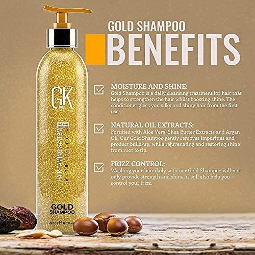 image:imageGK Hair Global Keratin Gold Shampoo 250ml With Free Moisturizing Conditioner 10ml For Hair Moisturizing Shine And Protection With Argan Oil Shea Butter Natural Oils