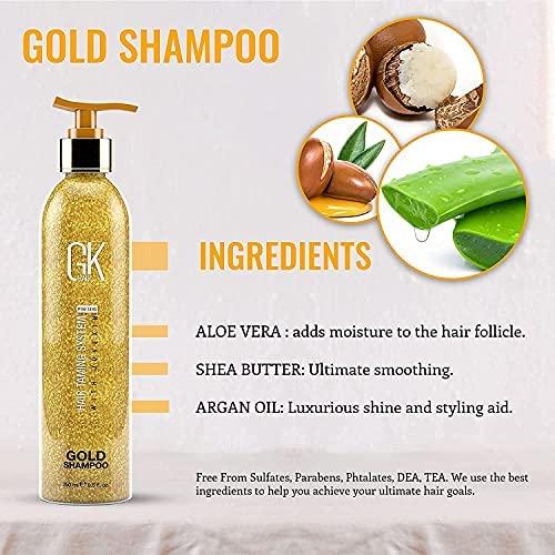 image:imageGK Hair Global Keratin Gold Shampoo 250ml With Free Moisturizing Conditioner 10ml For Hair Moisturizing Shine And Protection With Argan Oil Shea Butter Natural Oils