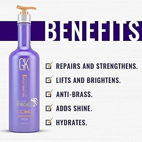 image:imageGK Hair Global Keratin Silver Bombshell Purple Shampoo 710ml For Blonde Platinum Ash Silver amp Gray Hair Moisturizes Dry amp Damaged Removes Yellow Brassy Tones