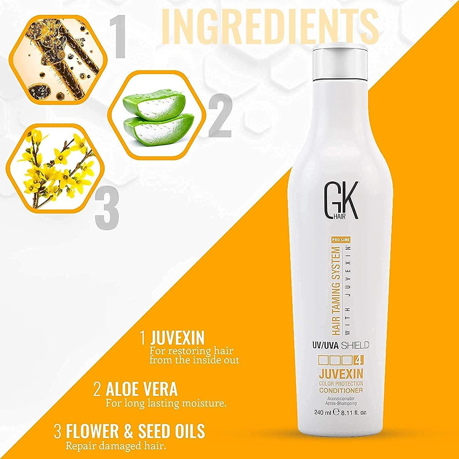 image:imageGK Hair Global Keratin UV Color Shield Conditioner 240 ml Leave in Cream 10ml Sun Heat Protection For Color Treated Dry Damage Frizzy Hair Sulfate Free