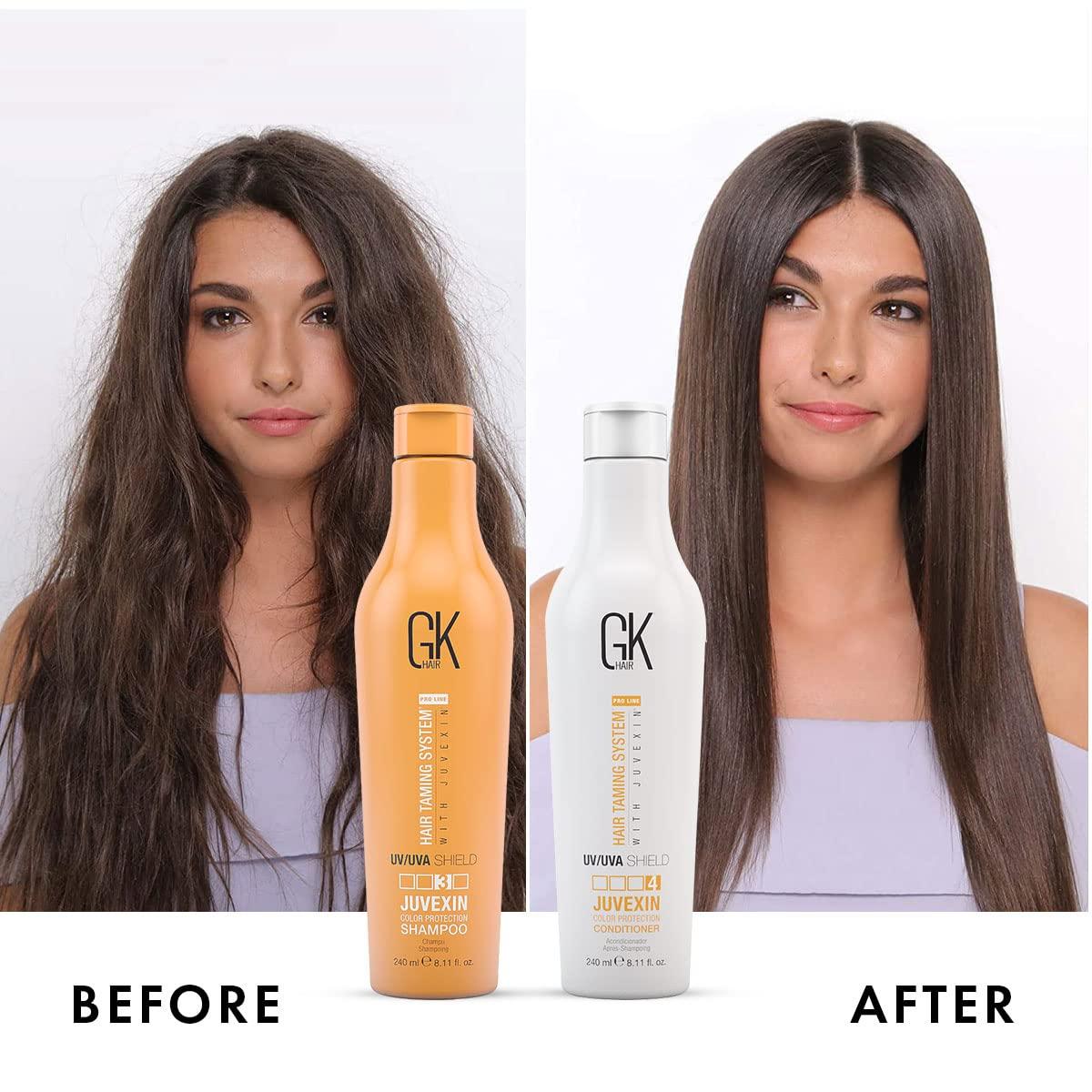 image:imageGK Hair Global Keratin UV Color Shield Shampoo And Conditioner 240 ml Deep Cleansing Color amp Sun Heat Protection For Color Treated Dry Damage Frizzy Hair Sulfate And Paraben Free