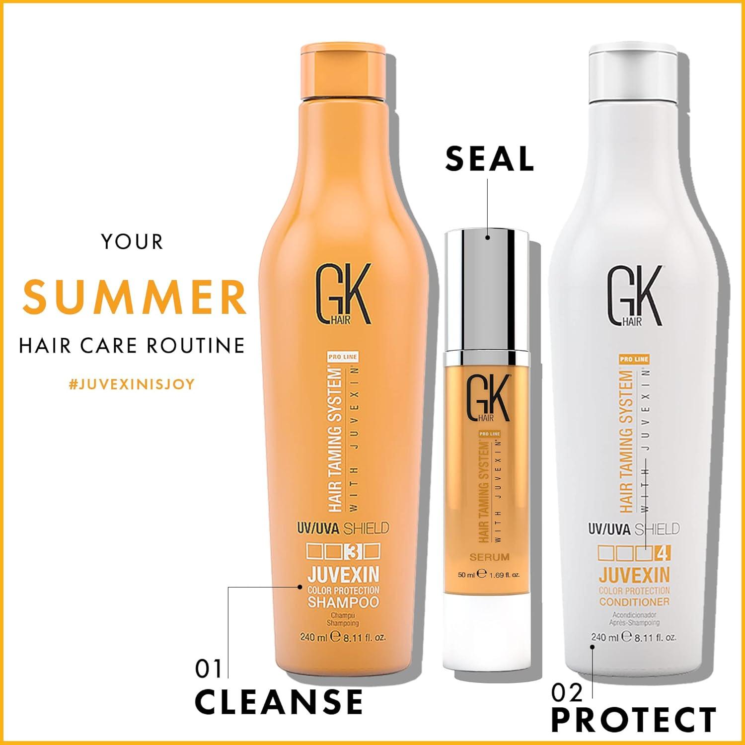 image:imageGK Hair Global Keratin UV Color Shield Shampoo And Conditioner 240 ml Deep Cleansing Color amp Sun Heat Protection For Color Treated Dry Damage Frizzy Hair Sulfate And Paraben Free