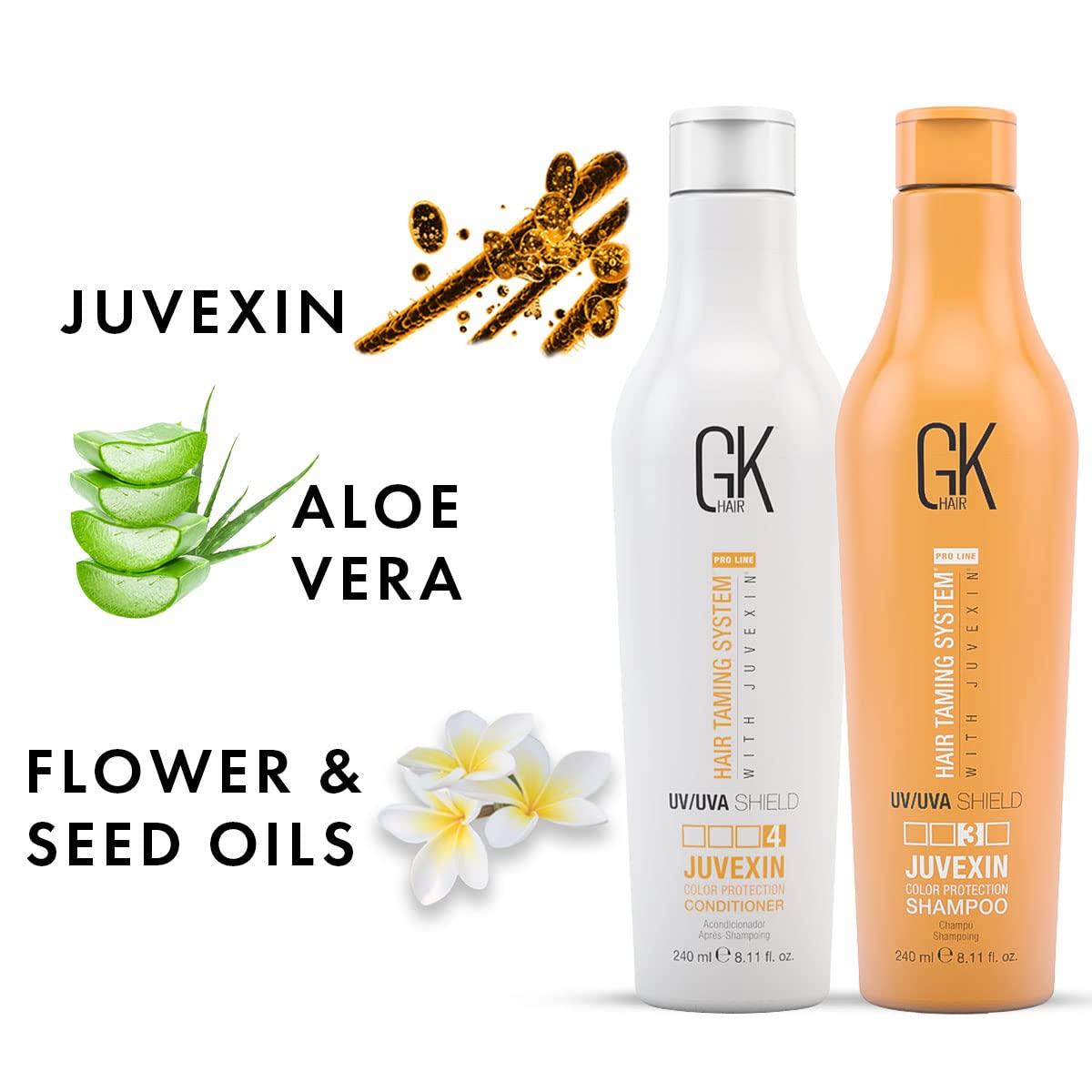 image:imageGK Hair Global Keratin UV Color Shield Shampoo And Conditioner 240 ml Deep Cleansing Color amp Sun Heat Protection For Color Treated Dry Damage Frizzy Hair Sulfate And Paraben Free