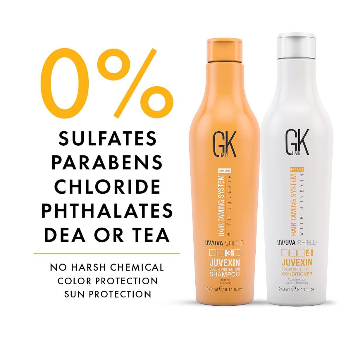 image:imageGK Hair Global Keratin UV Color Shield Shampoo And Conditioner 240 ml Deep Cleansing Color amp Sun Heat Protection For Color Treated Dry Damage Frizzy Hair Sulfate And Paraben Free