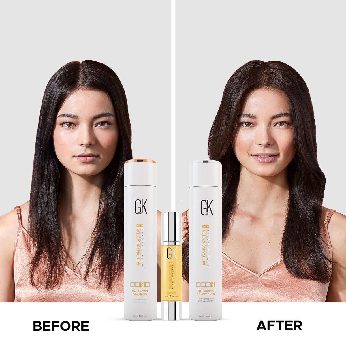 image:imageGk Balancing Shampoo And Conditioner Combo 300ml I With Argan Oil Serum 50ml I Repairs Dry amp Frizzy Hair For Long Lasting Shine Strength Color Protection amp Plants Extracts Sulfate Paraben Free