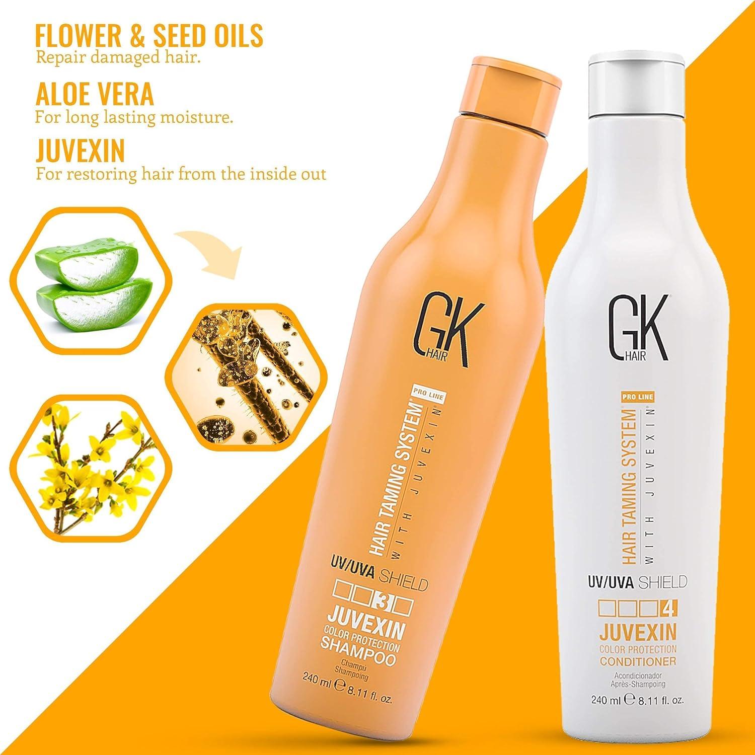 image:imageGlobal Keratin GK HAIR Shield Shampoo and Conditioner Duo 240ml 811 fl oz Organic Argan Oil Hair Serum 50ml For Frizz Control Dry Damage Hair Repair