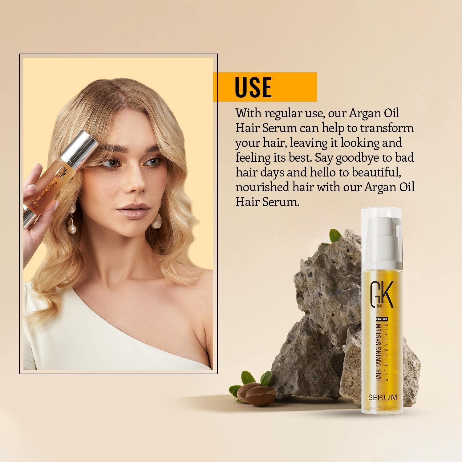 image:imageGlobal Keratin GK Hair Moisturizing Shampoo and Conditioner 300ml Set I Organic Argan 10ml Oil Hair Serum I Deep Conditioner Masque 200g75oz