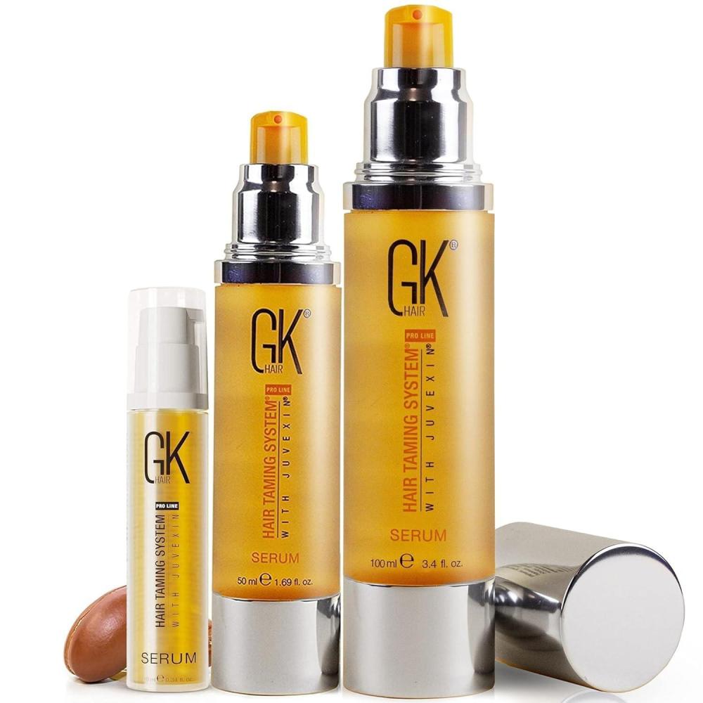 image:imageGK HAIR 100 Organic Argan Oil AntiFrizz Serum Set Smoothing Strengthening Hydrating Nourishing amp Heat Protection for Shine amp Frizz Control