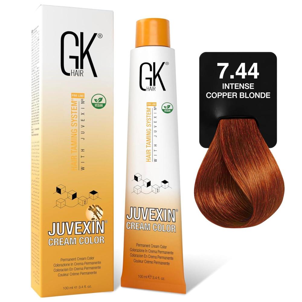 image:imageGK HAIR Color Cream 64 Dark Copper Blonde100 Grey Coverage Semi DemiPermanent Results810 VolSemi203040 VolPermanent Professional Salon Quality Hair Dye For Women amp Men 34 OzIntense Copper Blonde 744