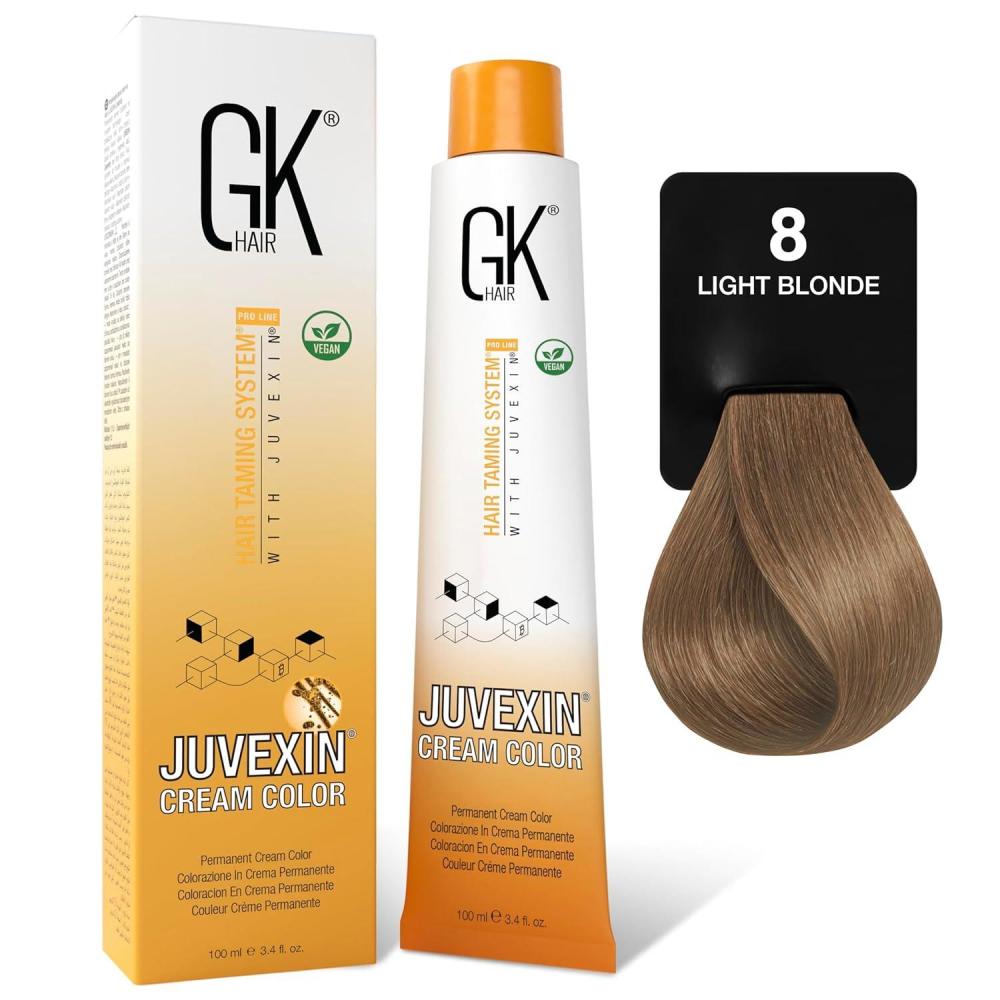 image:imageGK HAIR Color Cream 90 Natural Very Light Blonde 100 Grey Coverage Semi Demi or Permanent Results 810 Vol Semi 203040 Vol Permanent Salon Quality Hair Dye For Women amp Men 34 OzNaturals 8 Light Blonde