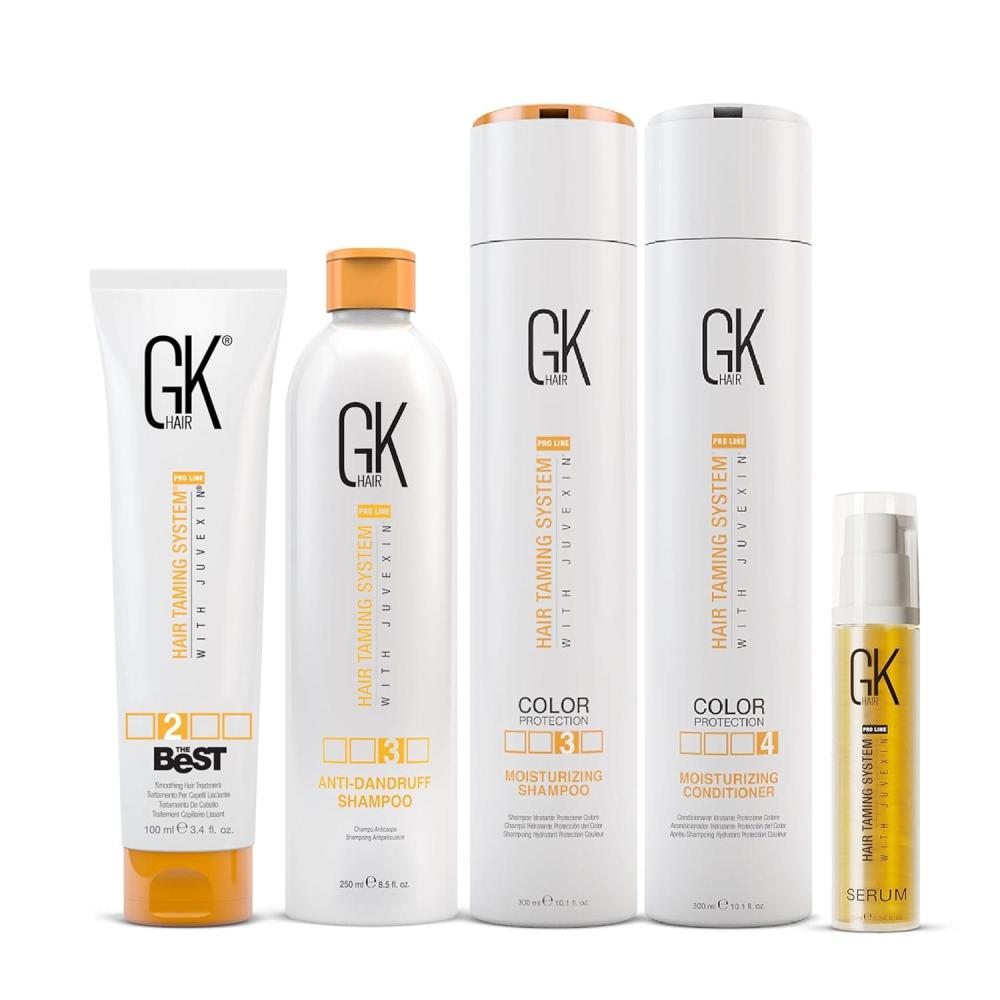 image:imageGK HAIR Essential Hydration and Smoothness Kit Moisturizing Shampoo Conditioner Organic Argan Oil Serum and Keratin Treatment for All Hair Types