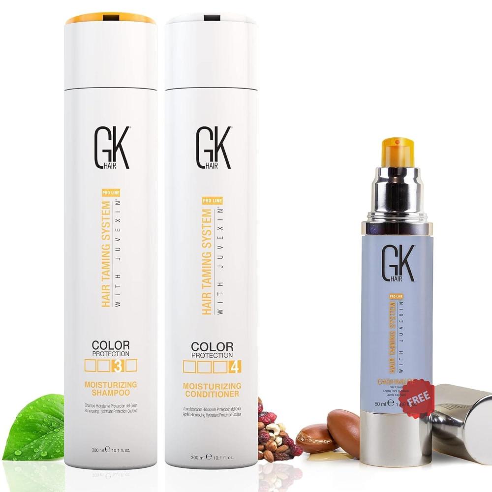 image:imageGK HAIR Global Keratin Moisturizing Shampoo and Conditioner 101 Fl Oz300ml Leave in Cashmere Hair Smoothing and Styling Cream 169 Fl Oz50ml