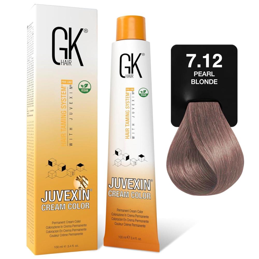 image:imageGK HAIR Global Keratin Professional Hair Color Cream Tube 34 Fl Oz100ml Nourishing amp Cleansing Colors for Styling High Performance Long Lasting Permanent Natural Toner DyePearl 812 Light Blonde