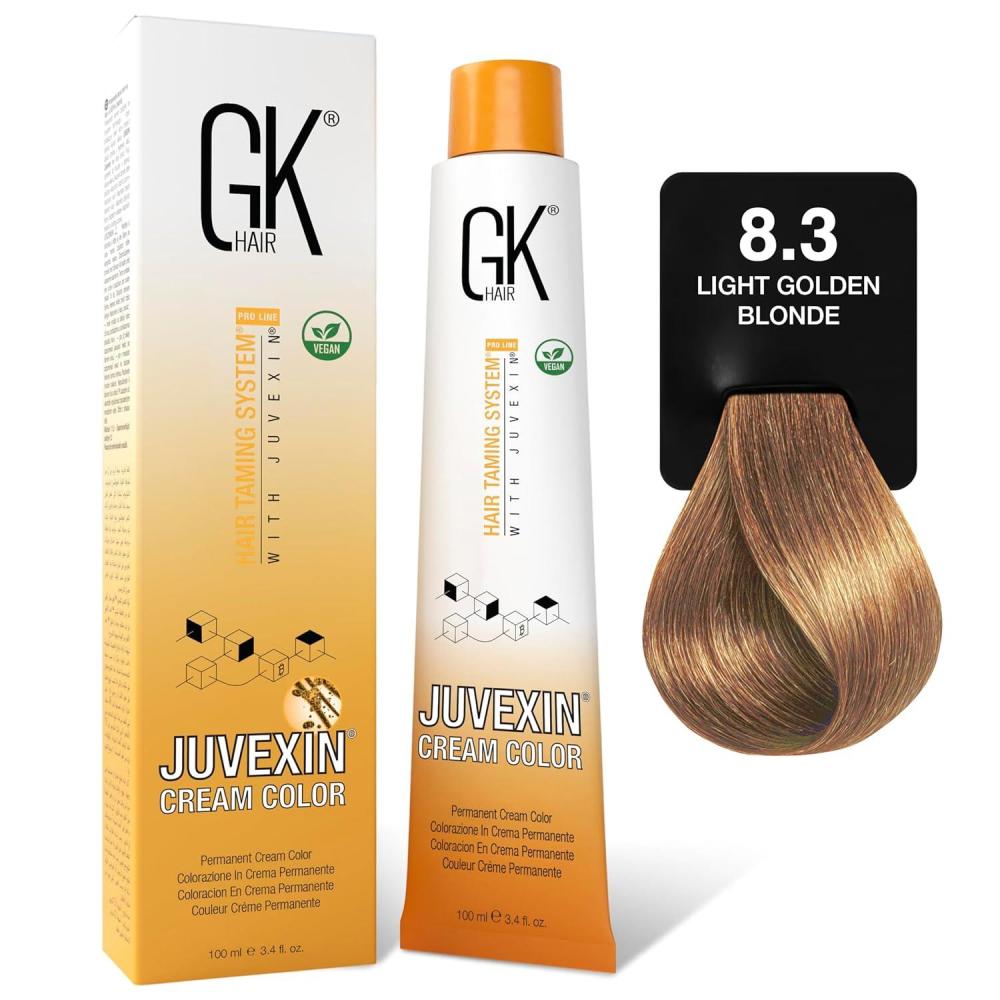 image:imageGK HAIR Global Keratin Professional Hair Color Cream Tube 34 Fl Oz100ml Nourishing amp Cleansing Colors for Styling High Performance Long Lasting Permanent Natural Toner DyeGoldens 83 Light Golden Blonde
