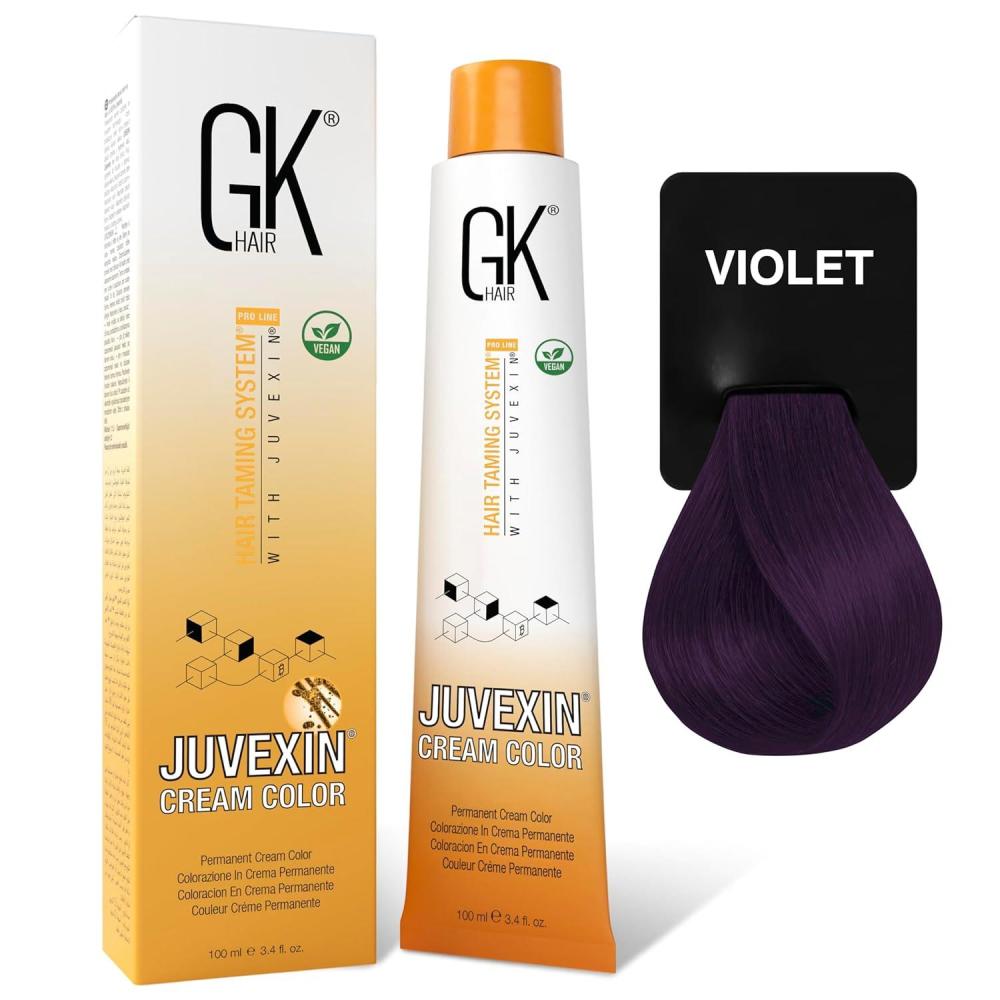 image:imageGK HAIR Global Keratin Professional Hair Color Cream Tube 34 Fl Oz100ml Nourishing amp Cleansing Colors for Styling High Performance Long Lasting Permanent Natural Toner DyeMixtones Violet