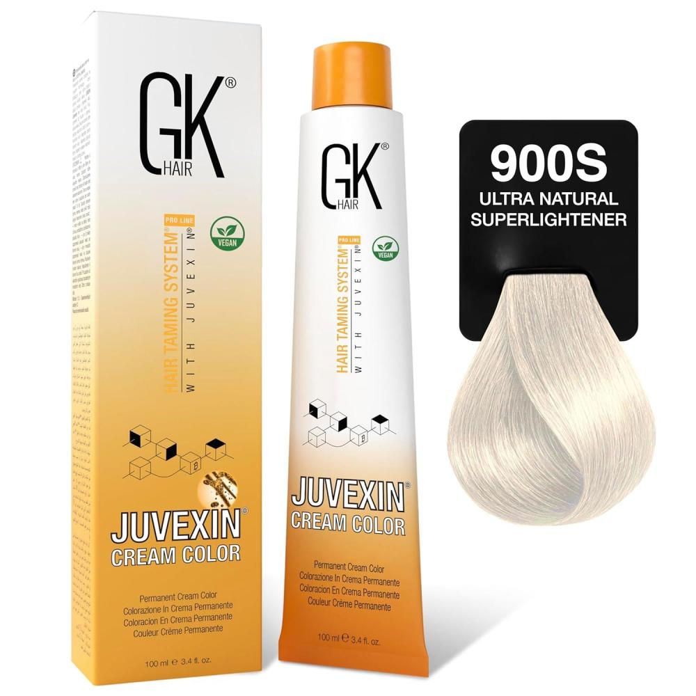 image:imageGK HAIR Global Keratin Professional Hair Color Cream Tube 34 Fl Oz100ml Nourishing amp Cleansing Colors for Styling High Performance Long Lasting Permanent Natural Toner DyeSuperLighteners 900S Ultra Natural