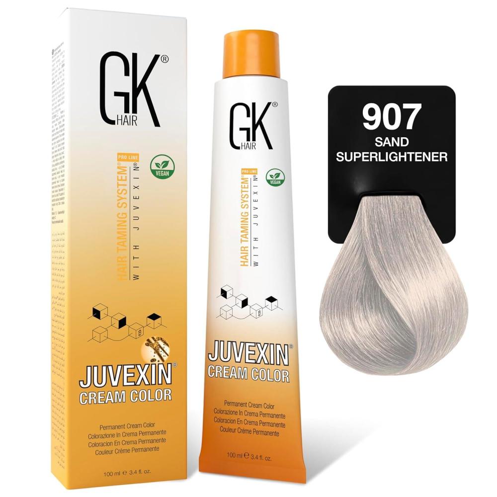 image:imageGK HAIR Global Keratin Professional Hair Color Cream Tube 34 Fl Oz100ml Nourishing amp Cleansing Colors for Styling High Performance Long Lasting Permanent Natural Toner DyeSuperLighteners 907 Sand