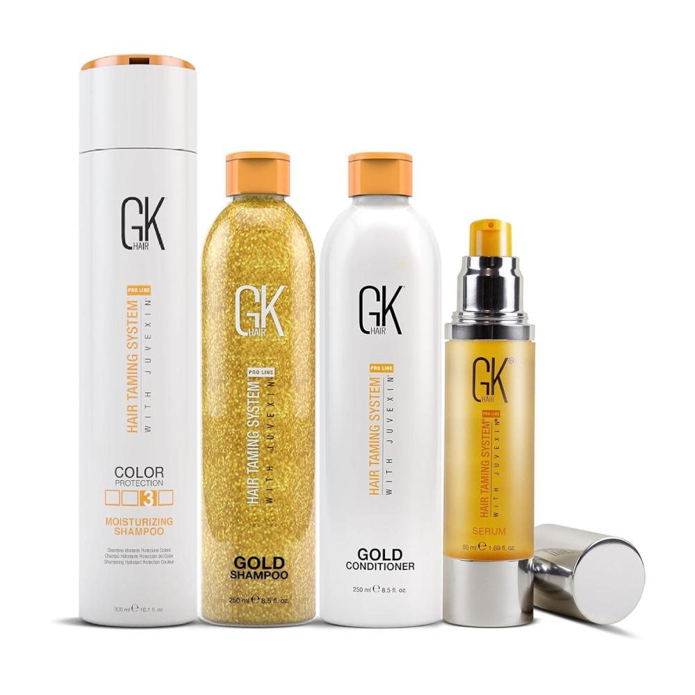 image:imageGK HAIR Gold Series Complete Moisturizing and Shine Set with Shampoos Conditioner and Smoothing Serum for All Hair Types