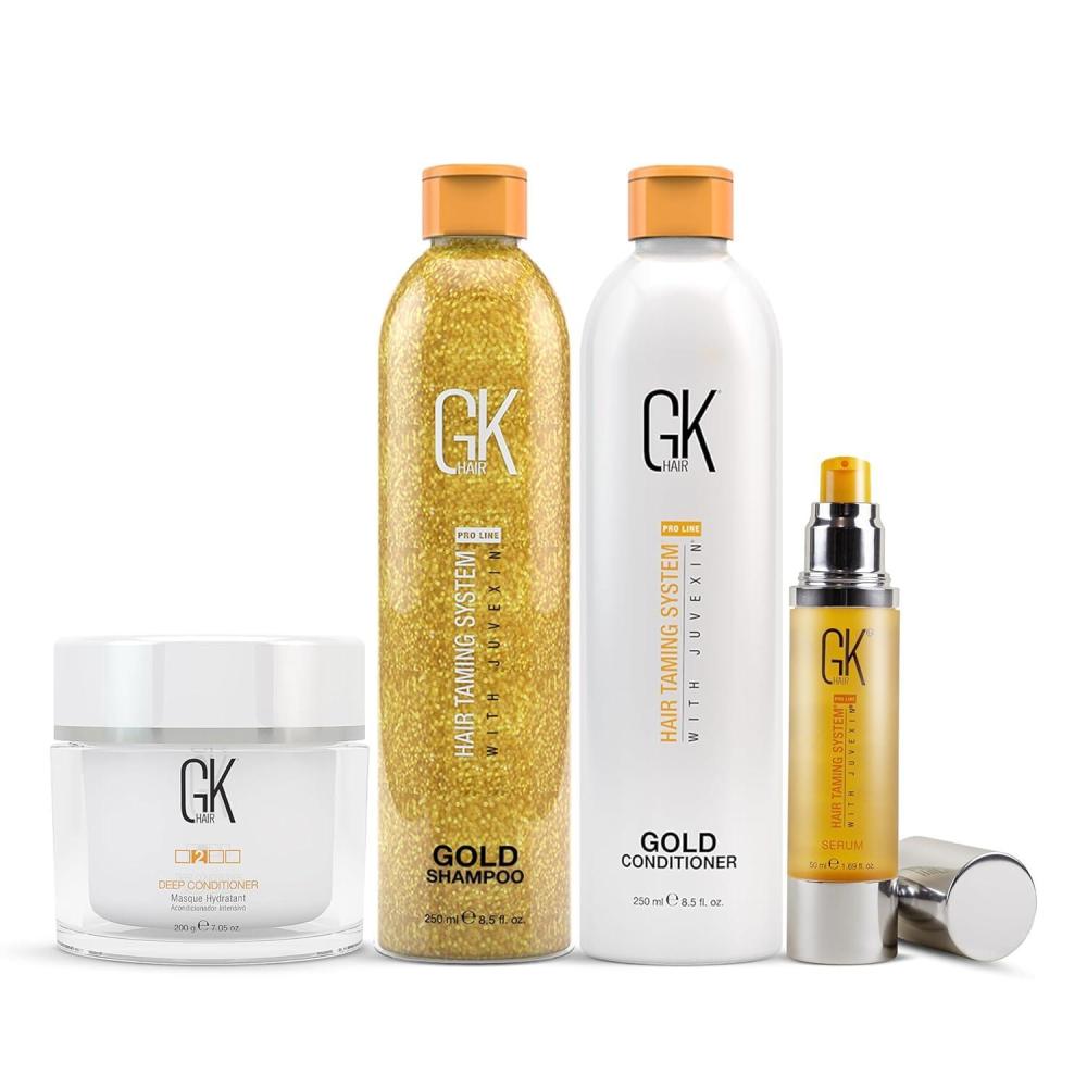 image:imageGK HAIR Gold Series Luxurious Shampoo Conditioner Smoothing Serum and Deep Masque Set for Ultimate Moisture Shine and Protection