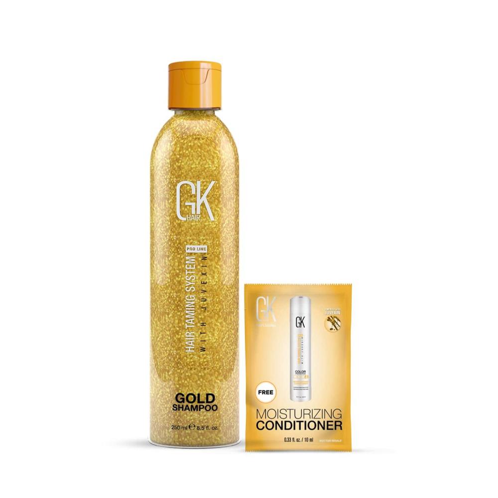 image:imageGK Hair Global Keratin Gold Shampoo 250ml With Free Moisturizing Conditioner 10ml For Hair Moisturizing Shine And Protection With Argan Oil Shea Butter Natural Oils