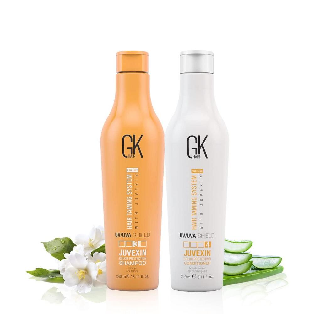 image:imageGK Hair Global Keratin UV Color Shield Shampoo And Conditioner 240 ml Deep Cleansing Color amp Sun Heat Protection For Color Treated Dry Damage Frizzy Hair Sulfate And Paraben Free