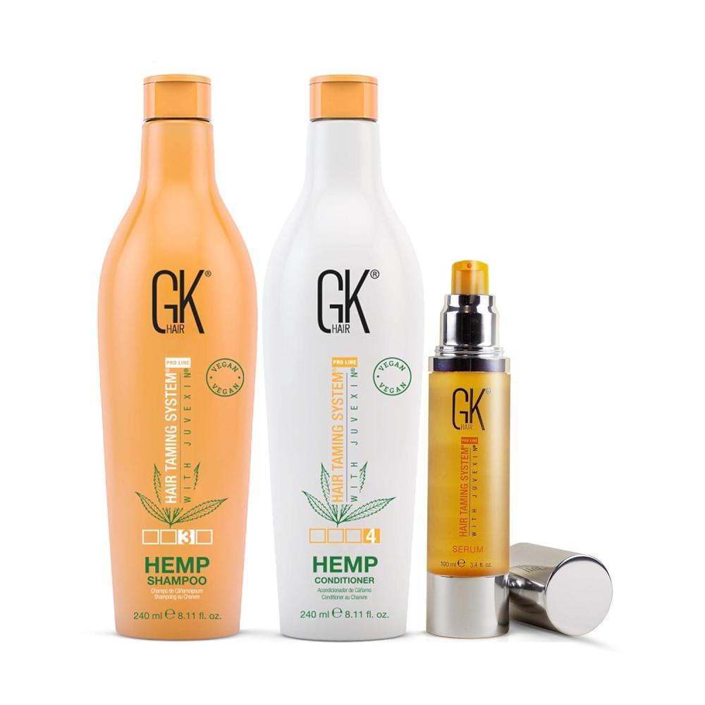image:imageGK Hair Hemp Hydration and Repair Bundle Shampoo Conditioner and Smoothing Serum Set Vegan Sulfate amp Paraben Free